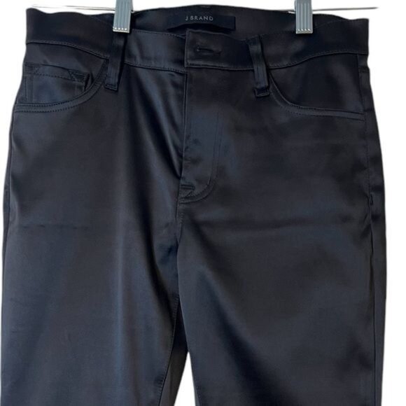 J Brand Women’s Pants Black Satin Straight Size 27 Waist Mid Rise - Picture 3 of 13